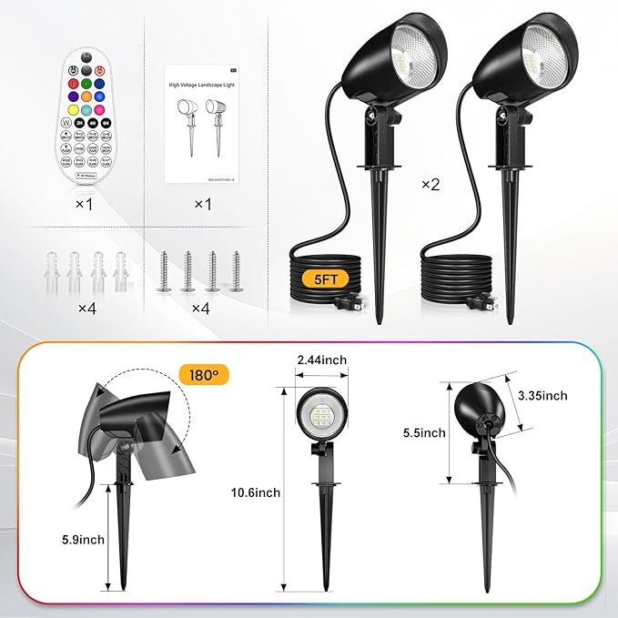 20W RGBW Color Changing Outdoor Spotlight with Remote Control 1880LM IP66 Waterproof LED Spot Lights for Christmas | Lumora