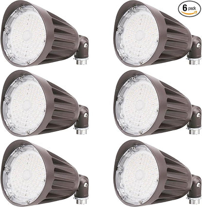 25W LED Bullet Spot Light, Color Selectable 3000K/4000K/5000K - 3500LM LED Landscape Spotlight with Knuckle Mount, 0-10V Dimmable Commercial Landscape Flood Light, 120-277V UL DLC Listed (6-Pack)