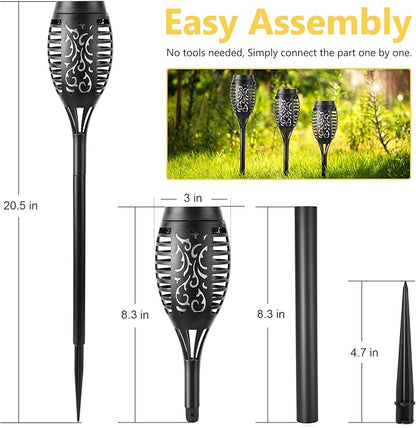 Toodour Solar Torch Flame Lights, 12 Pack Solar Lights Outdoor with Flickering Flame, Waterproof Patio Light Landscape Decoration Lighting for Garden, Lawn, Yard, Outdoor Decorations