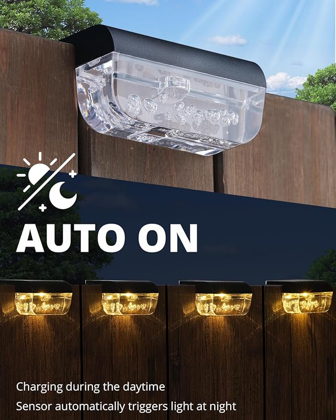 16 Pack Solar Fence Lights, Waterproof Outdoor Solar Step Lights Fence Lights Solar Powered for Outside, Step | Lumora