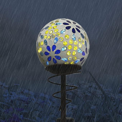 Crosslight Solar Glass Mosaic Ball Stake Lights 48" - Weatherproof LED Garden Decorative Light for Outdoor - Decor for Yard, Lawn, Patio, Pathway, Backyard