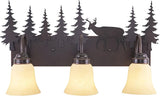 VAXCEL Bryce 3-Light 24.75 inch Wide Burnished Bronze Rustic Cabin Bathroom Vanity Lighting Fixture, Amber Flake | Lumora
