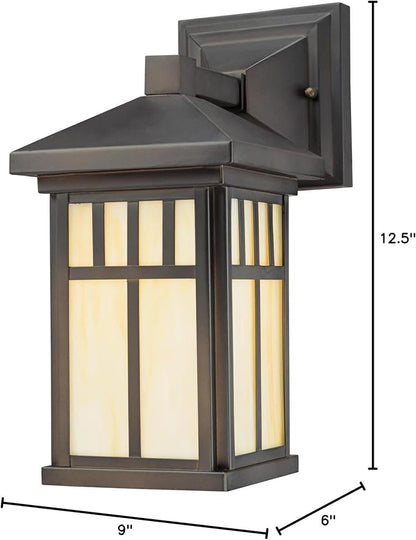 Westinghouse 6732800 Burnham One-Light Exterior Wall Lantern on Steel with Honey Art Glass, Oil Rubbed Bronze Finish, 1 Pack