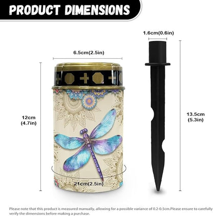 Garden Decor Solar Light Bohe Dragonfly Outdoor Stake Patio Yard Lawn Porch Pathway Grave Solar Lights for Cemetery Outside Waterproof Decorations