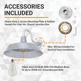 17in. Galvanized Finish Outdoor Gooseneck Barn Light Fixture with 10in. Long Extension Arm - Wall Sconce Farmhouse | Lumora