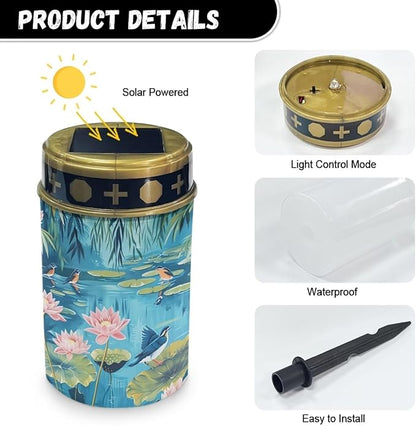 ZOUTAIRONG Solar Light for Cemetery Grave 6 Pack Solar Garden Lights Pathway Lights Solar Powered Solar Pathway Lights Outdoor Cemetery Solar Lights for Grave Solar Lights Bird Lotus