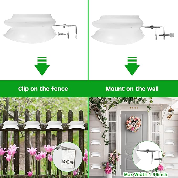 Yinder 12 Pieces Solar Gutter Lights Outdoor 9 LED Waterproof Gutter Solar Lighting Deck Fence Lamps White Lamps for Garden Backyard Pathway Roof Yard Utility Patio Wall(White)