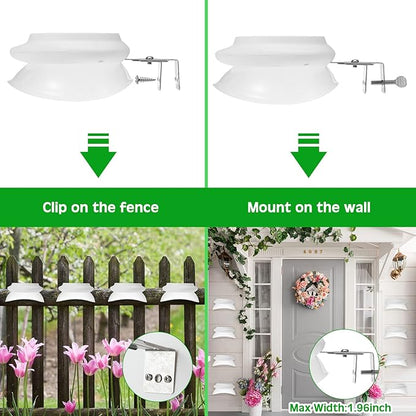 Yinder 12 Pieces Solar Gutter Lights Outdoor 9 LED Waterproof Gutter Solar Lighting Deck Fence Lamps White Lamps for Garden Backyard Pathway Roof Yard Utility Patio Wall(White)