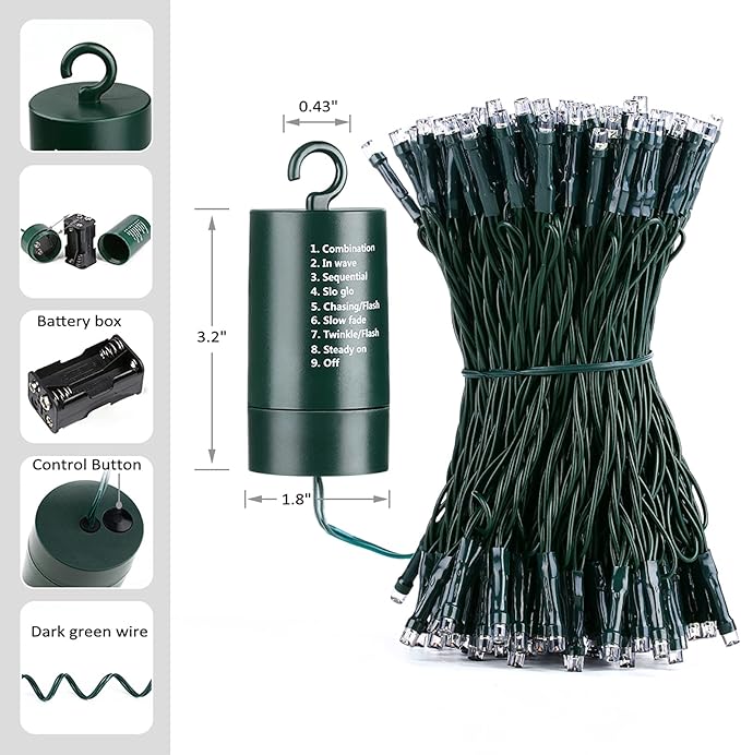 Joomer Orange Purple Halloween Lights, 66ft 200 LED Battery Operated String Lights Waterproof with 8 Modes & Timer Function for Halloween Outdoor Indoor Decorations