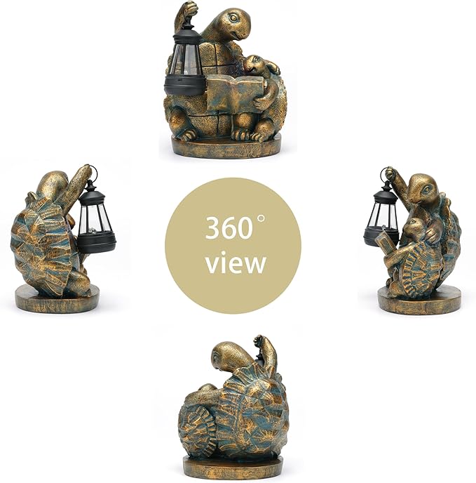 Turtle Solar Powered Outdoor Garden Statue, Resin Statue with Solar Light Lantern, Decorative Lawn, Yard Outdoor Turtle Decoration. Unique Home Decoration, Gifts for Women,Mom on Mother's Day