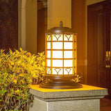 LaseVe Lights Outdoor Vintage Light Luxury Yellow Acrylic Column Lights Outdoor Waterproof Metal Iron Post Lights | Lumora