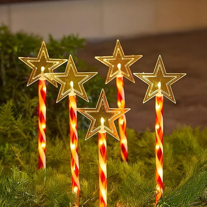 Outdoor Star Christmas Lawn Decorations, Five Cane Solar Pathway Lights, 18.5 X 4.7 In, Ip65 Weather-Resistant