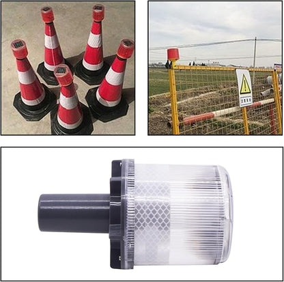 PENCK Solar LED Warning Light Waterproof Driveway Lights Flashing Barricade Light Road Construction Safety Signs Flash Traffic Light for Outdoor Fence Patio Yard Home Pathway Stairs Garden (White)