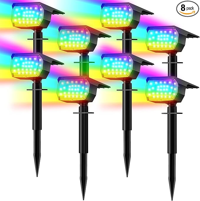 LANSOW Solar Spot Lights Outdoor Color Changing, [7 Modes/8 Pack] Christmas Landscape Spotlights, Solar Lights | Lumora