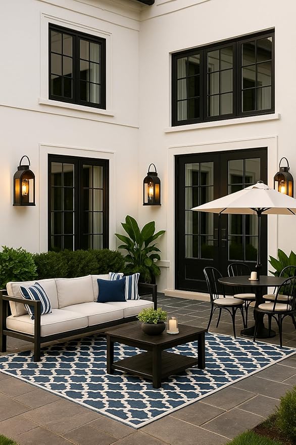 Vintage Outdoor Wall Light Fixtures (2 Pack) - Dark Brown Porch Lantern/Exterior Wall Sconce, Glass Shade, Sturdy | Lumora
