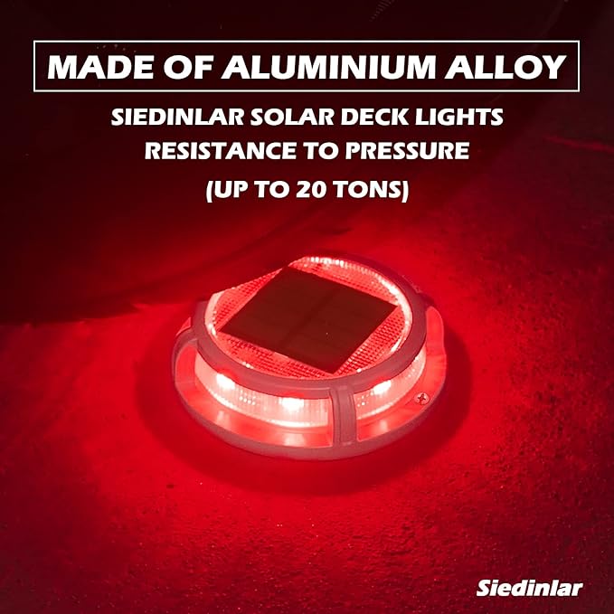 SIEDiNLAR Solar Deck Lights Outdoor 2 Modes 16 LEDs Driveway Markers Dock Light Solar Powered Waterproof for Ground | Lumora
