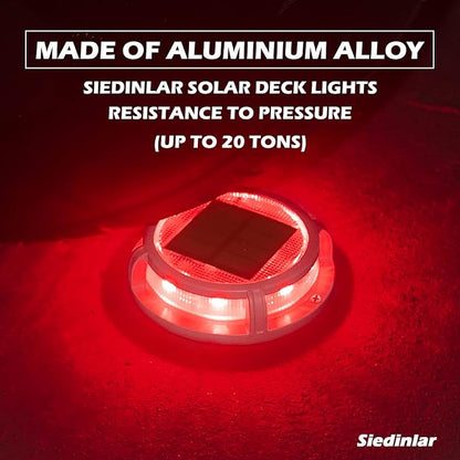 SIEDiNLAR Solar Deck Lights Outdoor 2 Modes 16 LEDs Dock Light Driveway Markers Solar Powered Waterproof for Ground Pathway Step Walkway Stair Garden Yard Road 16 Pack (Blue/Red)