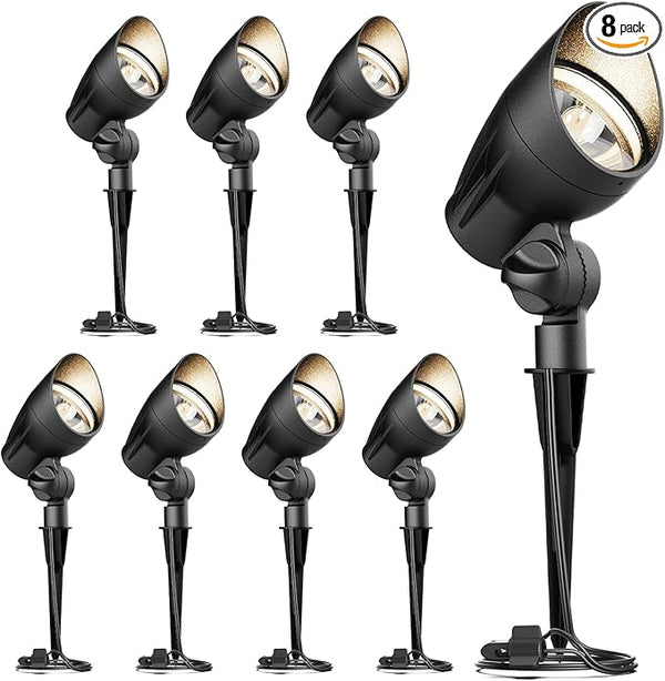 GOODSMANN Low Voltage Spotlights 12V AC Black Landscape Lighting Kit 8PK 5W LED Spot Lights 400 Lumen Warm White | Lumora