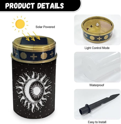 Outdoor Solar Garden Lights for Home Waterproof Pathway Lights Solar Lantern Landscape Lighting for Yard Patio Driveway Outdoor Stake Lights,Moon Star(Black)