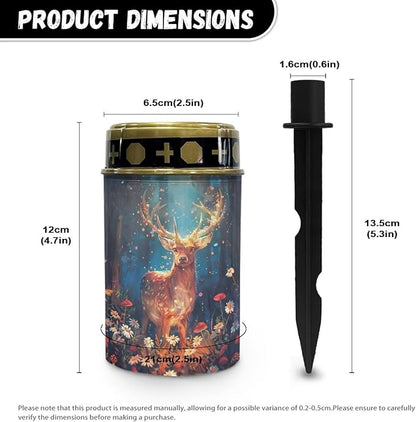 Deer Solar Lights for Outside Floral Grave Lights for Cemetery Solar Landscape Lighting Grave Decorations for Cemetery Mom