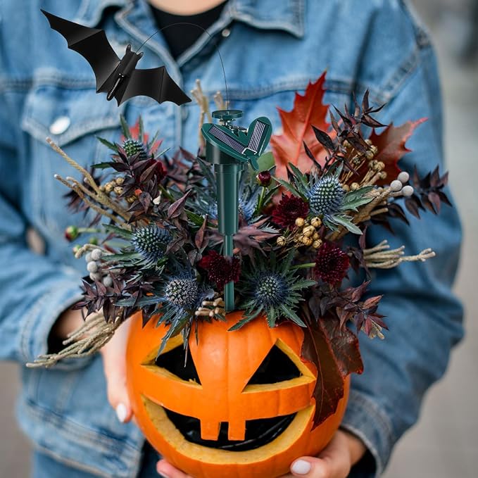 VIHOSE 3 Pack Halloween Bat Solar Decorative Bat Garden Stakes Decorative Outdoor Solar Stick for Yard Haunted House Porch Ornament for Patio Lawn Outside Decoration (Battery Not Included)