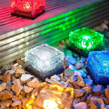 Paver Lights Solar Landscape 1 Pack, Christmas Lights Color Changing Holiday Decor, Square Pavers for Outside Patio, Vibrant Garden Glass Bricks Outdoor Patio, Luces Led para Exteriores