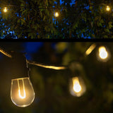 15' FlexFilament LED S14 Edison Bulb Shatterproof Commercial Outdoor Patio Lights, 10 Lights, 18" Spacing | Lumora