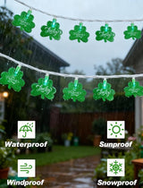 12FT St Patricks Day String Lights - 20 LED Shamrock Lights with St. Patrick's Day & Lucky Printed Text | Lumora