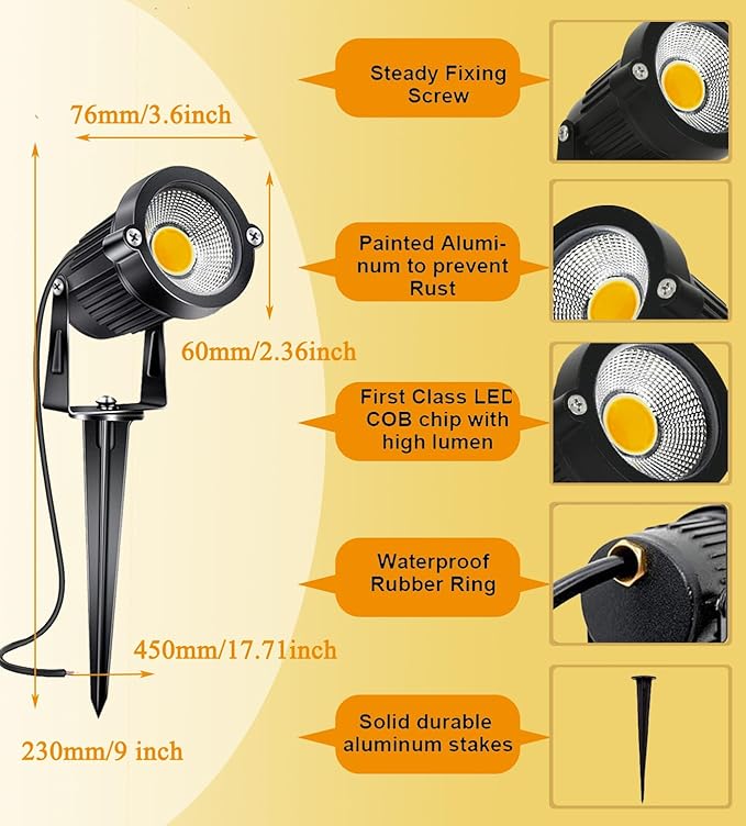 Low Voltage Landscape Lights 5W 500LM 12V 24V Outdoor LED Landscape Lighting 3000K Warm White IP66 Waterproof | Lumora