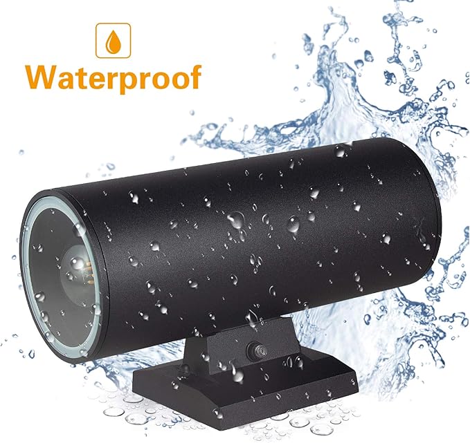 Outdoor Wall Light, Exterior Lighting with Dusk to Dawn Sensor - 2 Light Bulbs Included, Aluminum Waterproof Wall Mount Cylinder Design - Up Down Light Fixture for Porch, Backyard and Patio