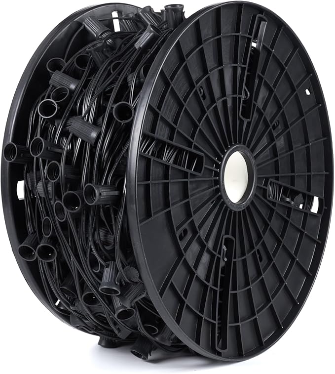 Brightown Commercial 500FT C9 Christmas Stringer Bulk Reel, C9 Light Sockets Set - Outdoor Security Flood Light | Lumora