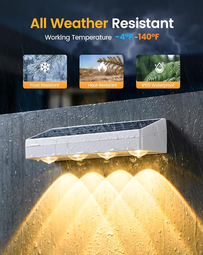 Solar Fence Lights Outdoor, 8 Pack, 9 Fixed Colors ＆ Color Changing Solar Lights Outdoor Waterproof IP65 | Lumora