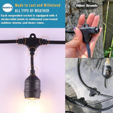 48Ft Outdoor Hanging String Lights,16 LED S14 Vintage Bulbs,Heavy Duty 120V Plug in & Connectable,Dimmable | Lumora