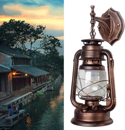 FIKNEE Rustic Wall Lantern Light Retro Antique Vintage Lamp Porch Light Fixtures Outdoor Wall Sconce Outdoor Lighting Garden Yard (Brown)