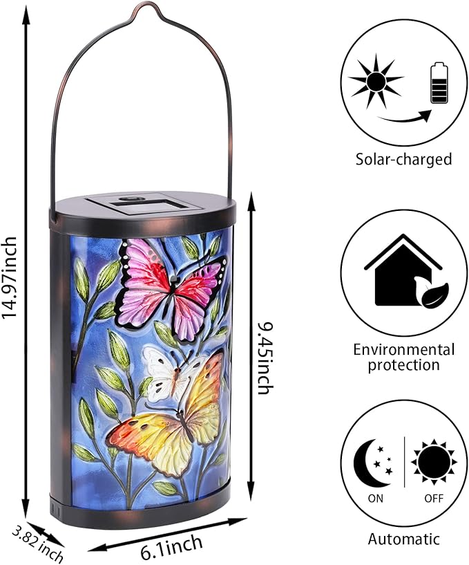 Hanging Solar Lantern Outdoor Waterproof LED Butterfly Solar Lights Decorative Solar Garden Lanterns Tabletop Lamp | Lumora