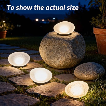 Solar Rock Garden Lights 2 Pack, Waterproof Outdoor Stone Lights, Warm White LED for Yard, Lawn, Pathway, Patio Decor