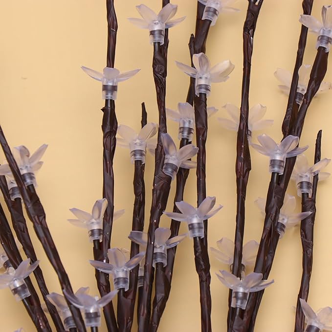 Solar Cherry Blossom Branch Lights Outdoor LED Landscape Path Lights Solar Garden Lamps with Battery for Yard Lawn Patio