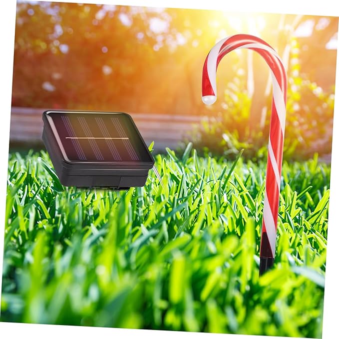 2 Sets Christmas Candy Cane Lights Outdoor Solar Path Lights Candy Cane Pathway Markers for Yard Garden Patio Walkway Party Decor, Colorful Light
