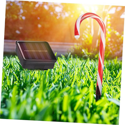 2 Sets Christmas Candy Cane Lights Outdoor Solar Path Lights Candy Cane Pathway Markers for Yard Garden Patio Walkway Party Decor, Colorful Light