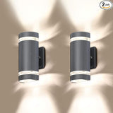 LED 2 Pack Semi Cylinder Up and Down Lights Outdoor Wall Light,Body in Aluminum Waterproof Outdoor Wall Lamps,3000k | Lumora