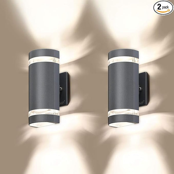 LED 2 Pack Semi Cylinder Up and Down Lights Outdoor Wall Light,Body in Aluminum Waterproof Outdoor Wall Lamps,3000k | Lumora