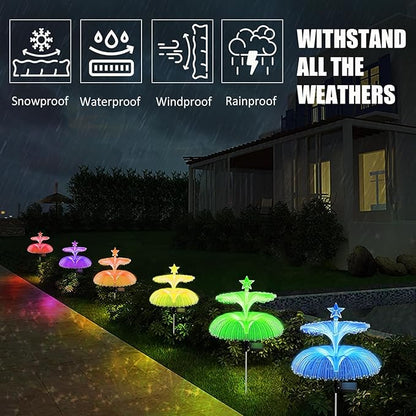 exciting Lives Solar Jellyfish Lamp Set of 2 - Jellyfish and Star Solar Flower Lights for Christmas Day, New Year, Diwali, for Outdoor, Garden Decor, Gifts for Women, Wife, Girlfriend