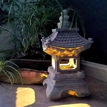 Garden Statues Outdoor, Solar Garden Statues, Palace Lamp Solar Powered Zen Lantern, Solar Yard Decorations for Outside Patio, Garden, Lawn (A)