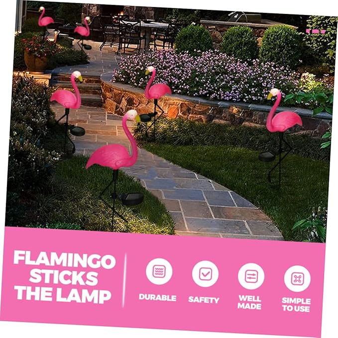 BESPORTBLE Solar Pathway Light Led Garden Decoration Elegant Flamingo Design Energy-efficient Solar-Powered Outdoor Lighting for Patios Yards and Walkways