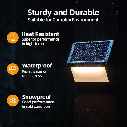 Luminara Solar Step Lights - Weatherproof Outdoor Stair Lighting, Solar-Powered Deck Lights for Patio, Garden, Pathway, Warm White Glow (12)