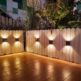MSUIINT Solar Fence Lights, 4 Pcs Outdoor Deck & Wall Lamp, 4 LED Up-Down Lighting, Waterproof for House, Deck | Lumora