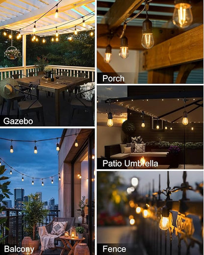 BRIMAX 2W Outdoor String Lights 25FT,Patio Lights Commercial Grade with 8+1 S14 LED Bulbs Shatterproof Waterproof,2700K Warm White E26 Dimmable for Balcony Gazebo Porch Fence Garden Camping