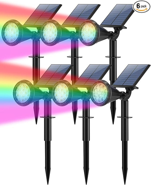 Color Changing Solar Spot Lights Outdoor Waterproof 180° Adjustable Colored RGB Solar Powered Landscape Lights for | Lumora