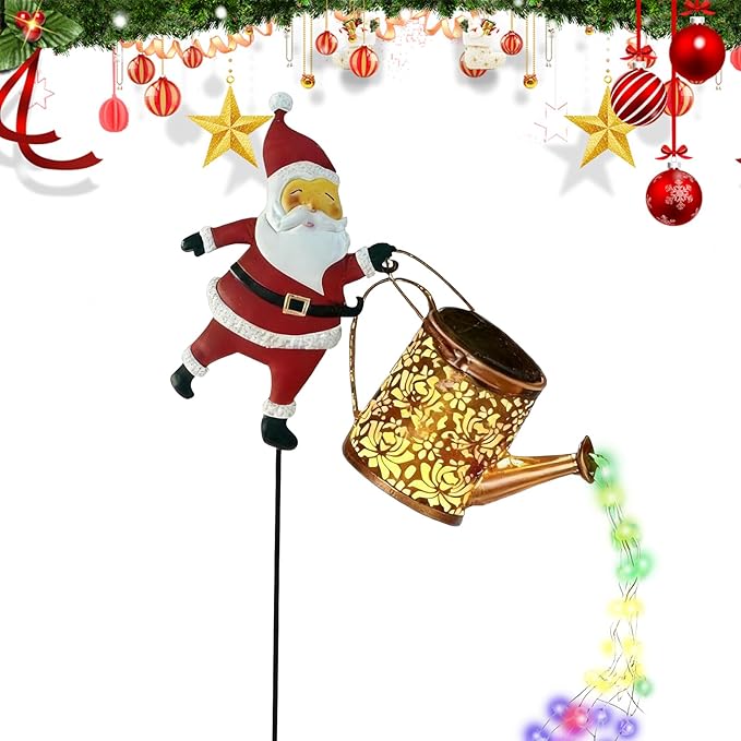 Christmas Santa Solar Kettle Lights Garden Lawn Decorative Lights, Santa Claus Ground Lamp Yard Decoration,Lamp Solar LED Night Light Outdoor Gardens Decor for Christmas Decorations
