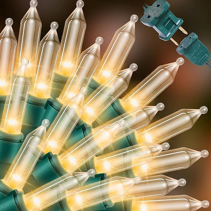 LAMPHOME Clear Christmas String Lights 150 Count 31.9Ft Incandescent Bulb Mini Lights for Indoor Outdoor Xmas Tree Garland Birthday Wedding Party Festival Decoration, Green Wire